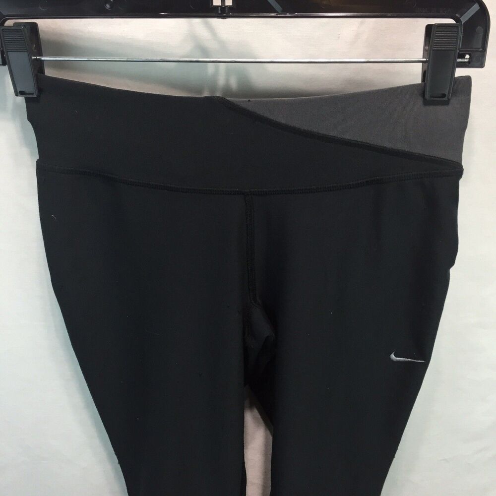 Nike Dri-Fit Running Capri legging BLACK size XS zipper pocket on waist band Q20